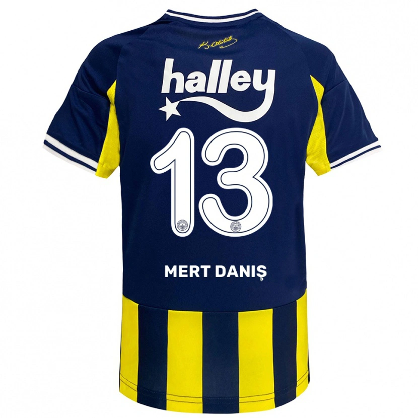 Danxen Dětské Mustafa Mert Danış #13 Žlutá Tmavě Modrá Bílá Domů Hráčské Dresy 2025/26 Dres