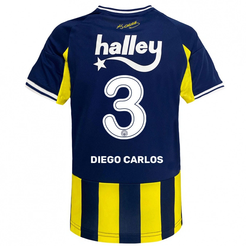 Danxen Dětské Diego Carlos #3 Žlutá Tmavě Modrá Bílá Domů Hráčské Dresy 2025/26 Dres