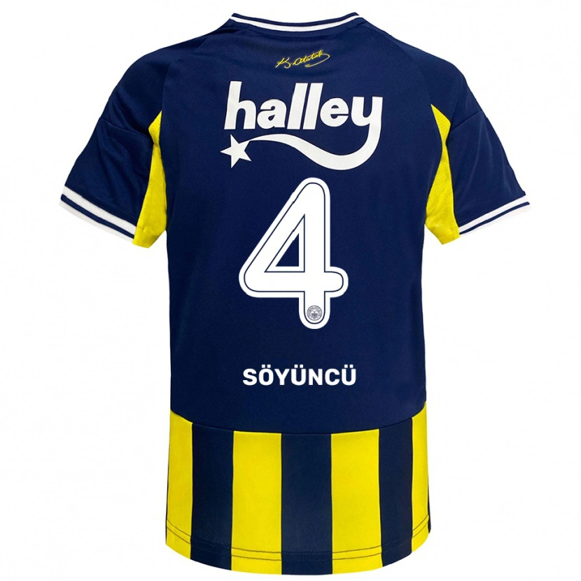 Danxen Dětské Çağlar Söyüncü #4 Žlutá Tmavě Modrá Bílá Domů Hráčské Dresy 2025/26 Dres