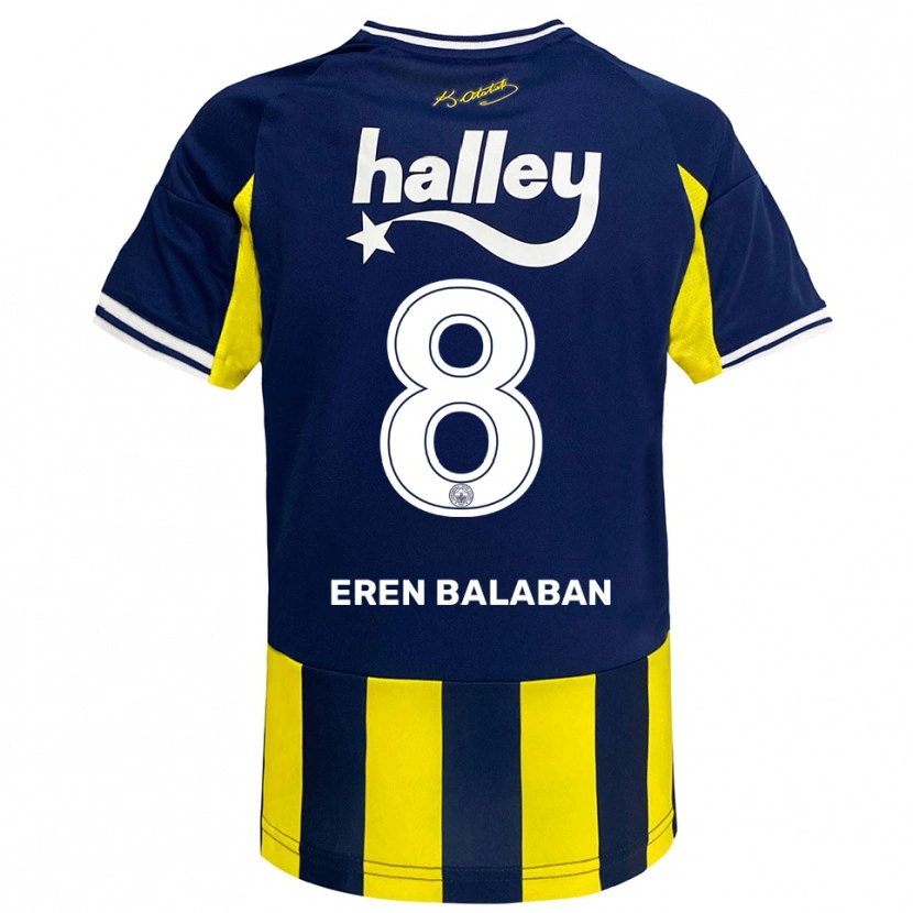 Danxen Dětské Aziz Eren Balaban #8 Žlutá Tmavě Modrá Bílá Domů Hráčské Dresy 2025/26 Dres