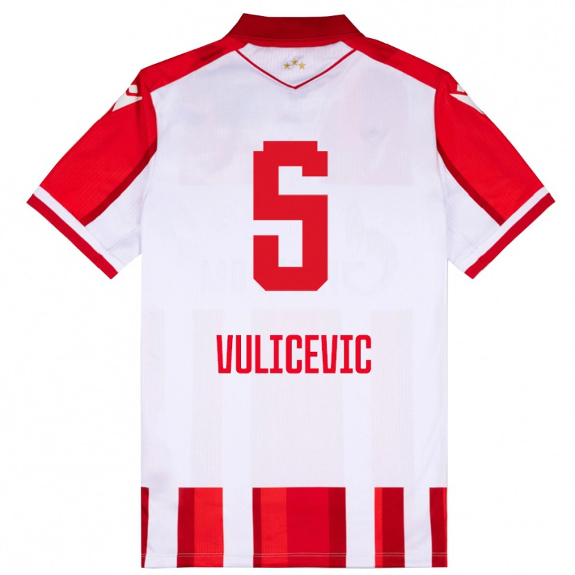 Danxen Dětské Ognjen Vulicevic #5 Červenobílá Domů Hráčské Dresy 2025/26 Dres