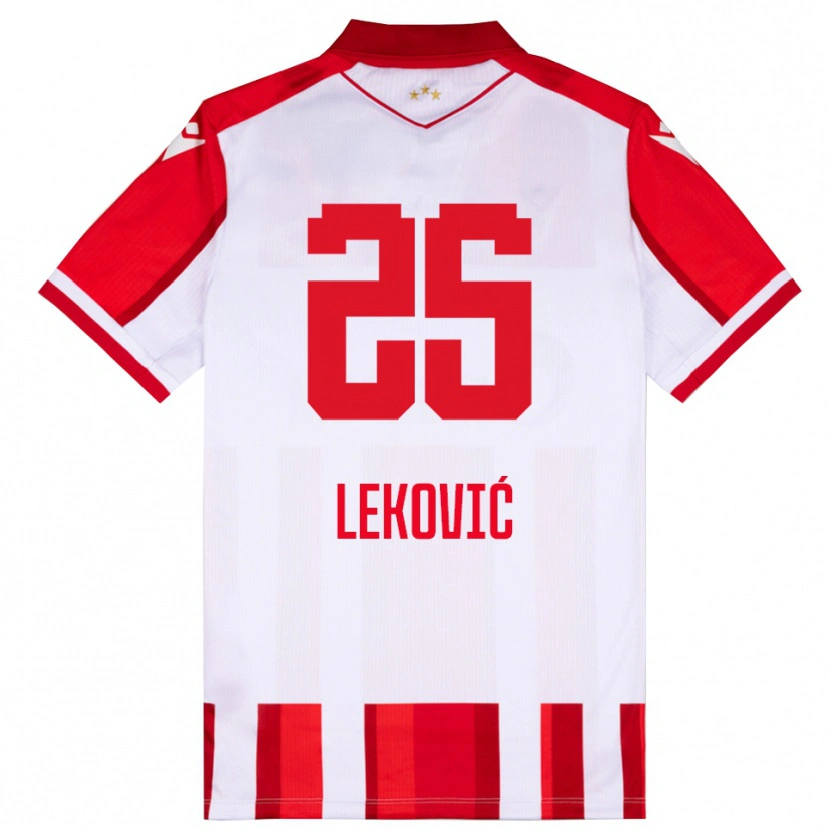 Danxen Dětské Stefan Leković #25 Červenobílá Domů Hráčské Dresy 2025/26 Dres