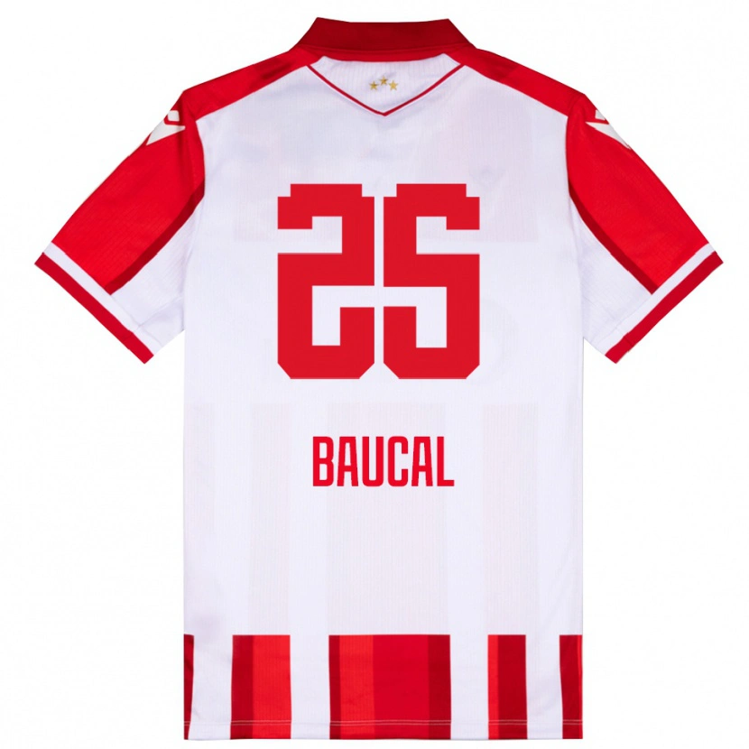 Danxen Dětské Strahinja Baucal #25 Červenobílá Domů Hráčské Dresy 2025/26 Dres
