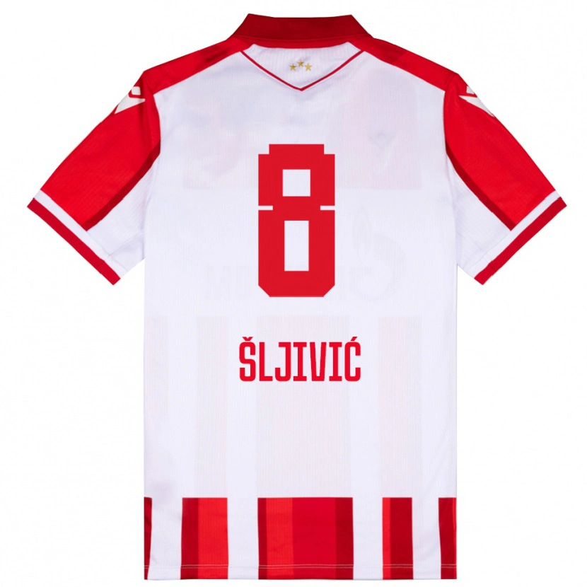 Danxen Dětské Jovan Sljivic #8 Červenobílá Domů Hráčské Dresy 2025/26 Dres