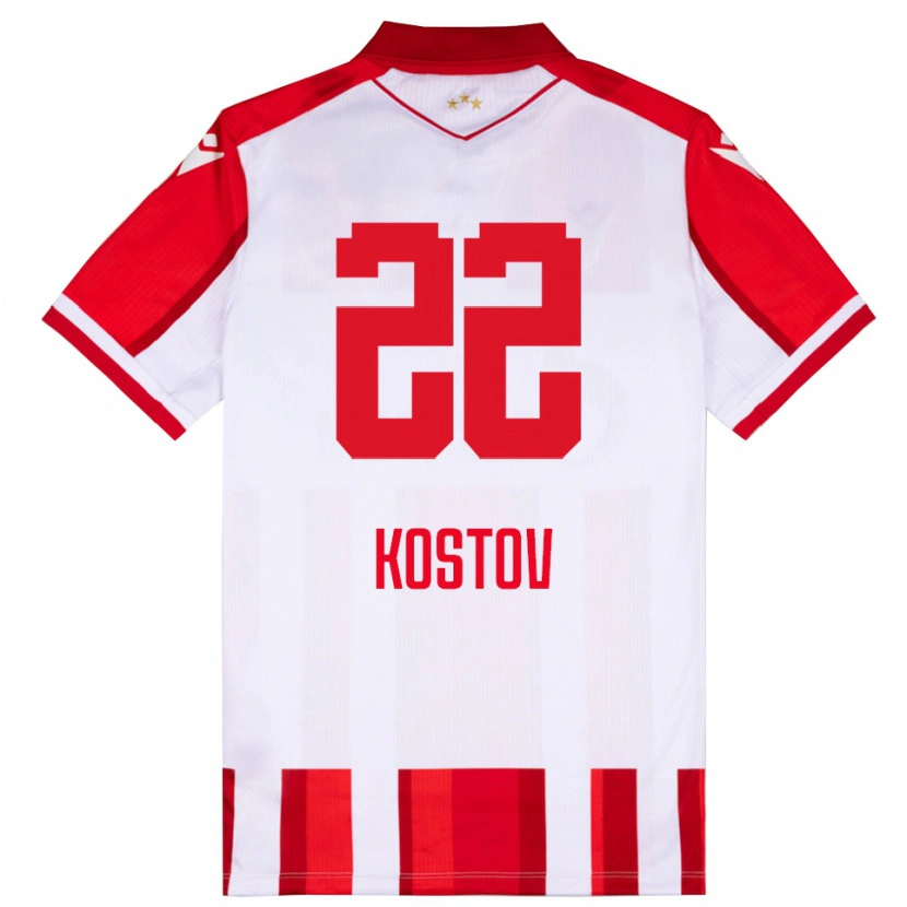 Danxen Dětské Vasilije Kostov #22 Červenobílá Domů Hráčské Dresy 2025/26 Dres