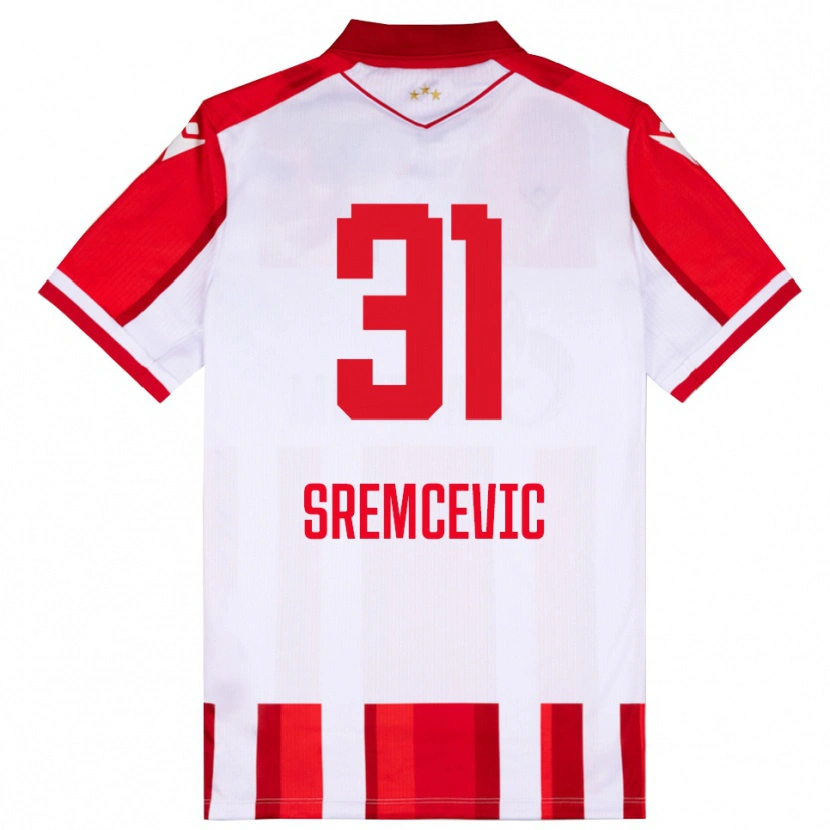 Danxen Dětské Uros Sremcevic #31 Červenobílá Domů Hráčské Dresy 2025/26 Dres