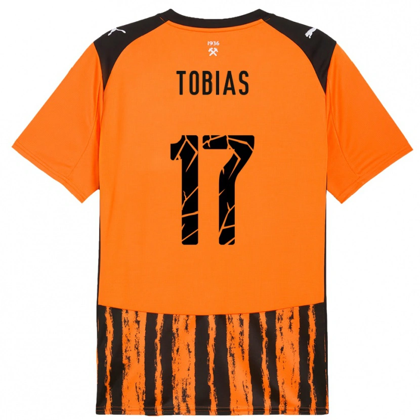 Danxen Dětské Vinícius Tobias #17 Oranžová Černá Domů Hráčské Dresy 2025/26 Dres