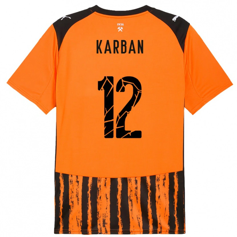 Danxen Dětské Yevheniia Karban #12 Oranžová Černá Domů Hráčské Dresy 2025/26 Dres