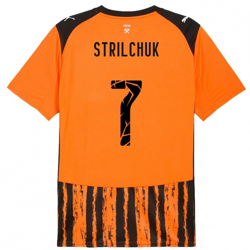 Danxen Dětské Dmytro Strilchuk #7 Oranžová Černá Domů Hráčské Dresy 2025/26 Dres