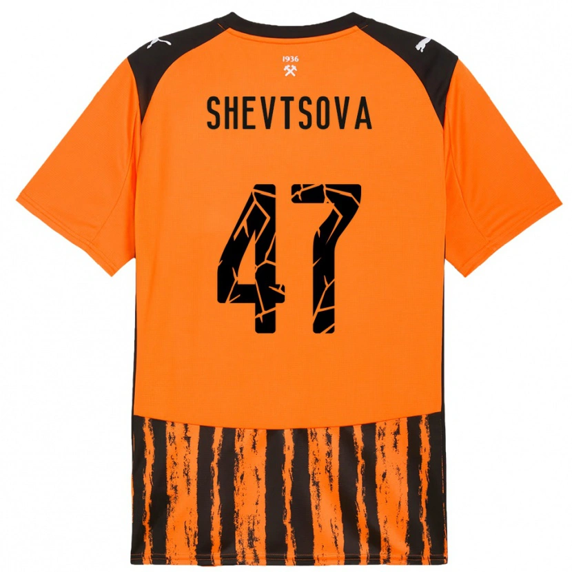 Danxen Dětské Viktoriia Shevtsova #47 Oranžová Černá Domů Hráčské Dresy 2025/26 Dres