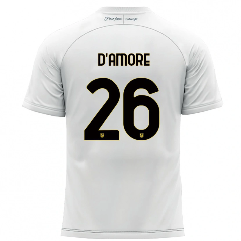 Danxen Dětské Francesco D'amore #26 Bílá Žlutá Daleko Hráčské Dresy 2025/26 Dres