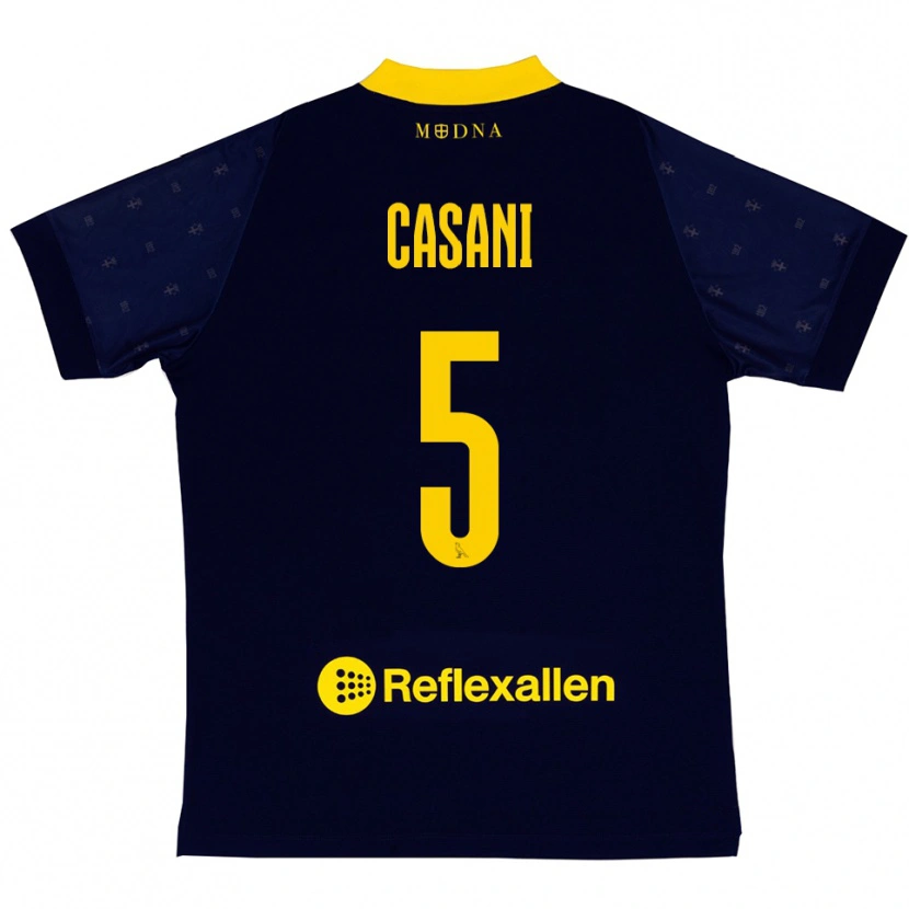 Danxen Dětské Iacopo Casani #5 Tmavě Modrá Žlutá Daleko Hráčské Dresy 2025/26 Dres
