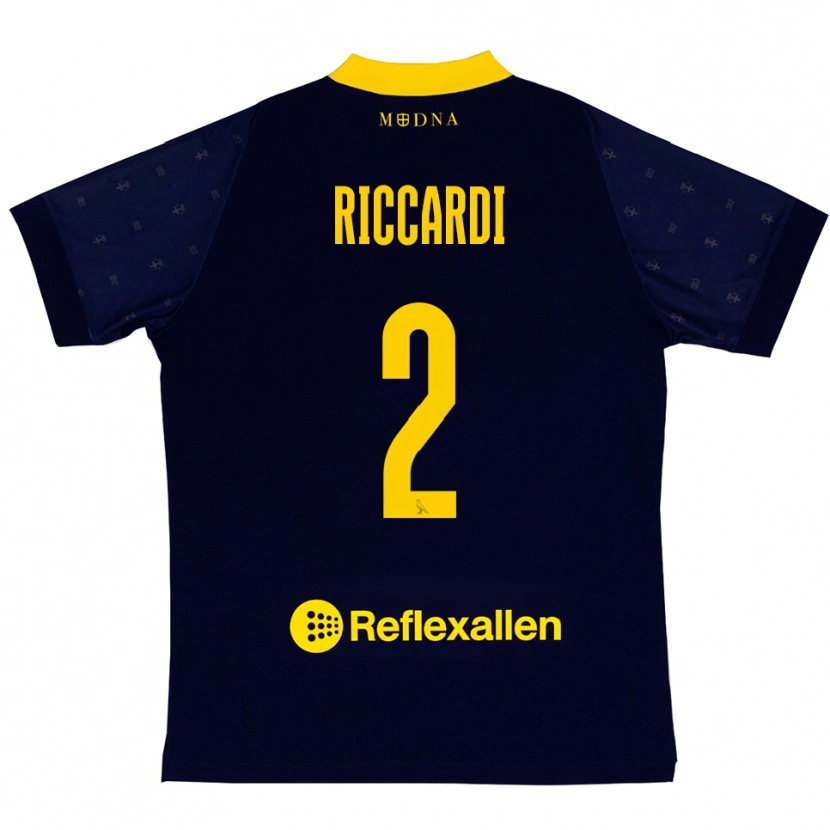 Danxen Dětské Marcello Riccardi #2 Tmavě Modrá Žlutá Daleko Hráčské Dresy 2025/26 Dres