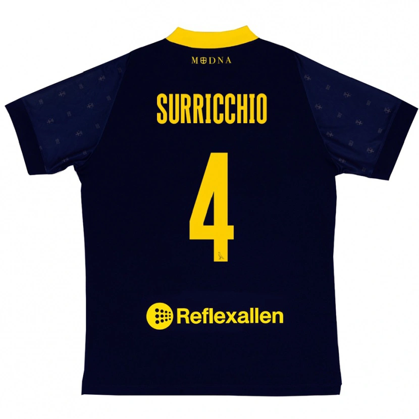 Danxen Dětské Jacopo Surricchio #4 Tmavě Modrá Žlutá Daleko Hráčské Dresy 2025/26 Dres