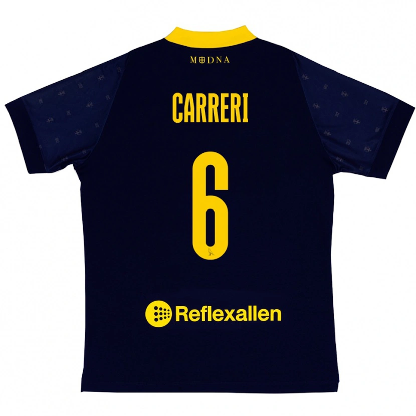Danxen Dětské Carlo Carreri #6 Tmavě Modrá Žlutá Daleko Hráčské Dresy 2025/26 Dres