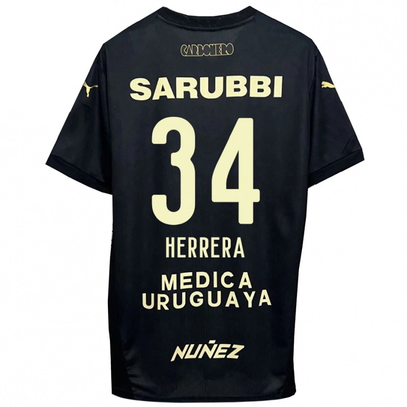 Danxen Dětské Nahuel Herrera #34 Černo-Zlatá Daleko Hráčské Dresy 2025/26 Dres