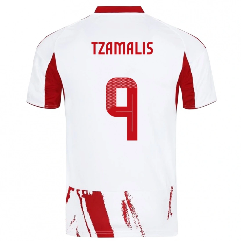 Danxen Dětské Alexandros Tzamalis #9 Bíločervená Daleko Hráčské Dresy 2025/26 Dres