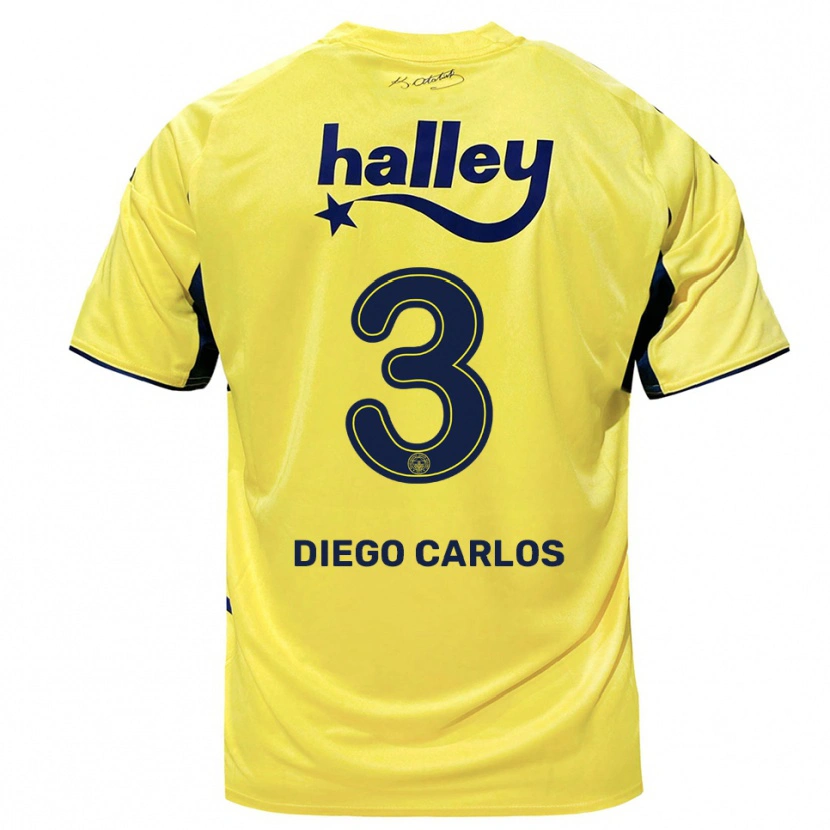 Danxen Dětské Diego Carlos #3 Žlutá Tmavě Modrá Daleko Hráčské Dresy 2025/26 Dres
