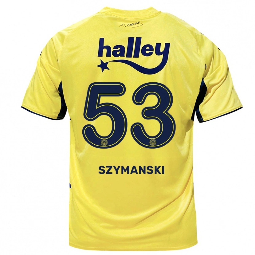 Danxen Dětské Sebastian Szymański #53 Žlutá Tmavě Modrá Daleko Hráčské Dresy 2025/26 Dres
