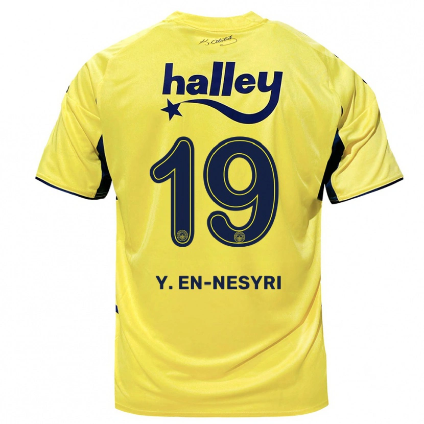 Danxen Dětské Youssef En-Nesyri #19 Žlutá Tmavě Modrá Daleko Hráčské Dresy 2025/26 Dres