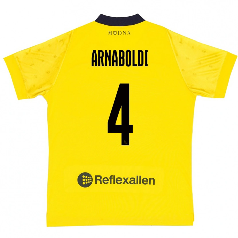 Danxen Pánské Pietro Arnaboldi #4 Žlutá Tmavě Modrá Domů Hráčské Dresy 2025/26 Dres