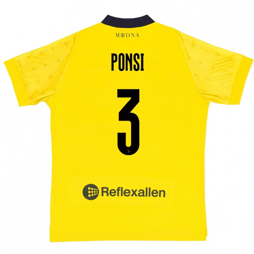 Danxen Pánské Fabio Ponsi #3 Žlutá Tmavě Modrá Domů Hráčské Dresy 2025/26 Dres
