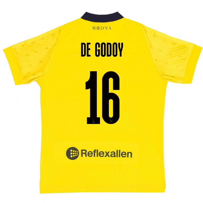 Danxen Pánské Patrick Pîrv De Godoy #16 Žlutá Tmavě Modrá Domů Hráčské Dresy 2025/26 Dres
