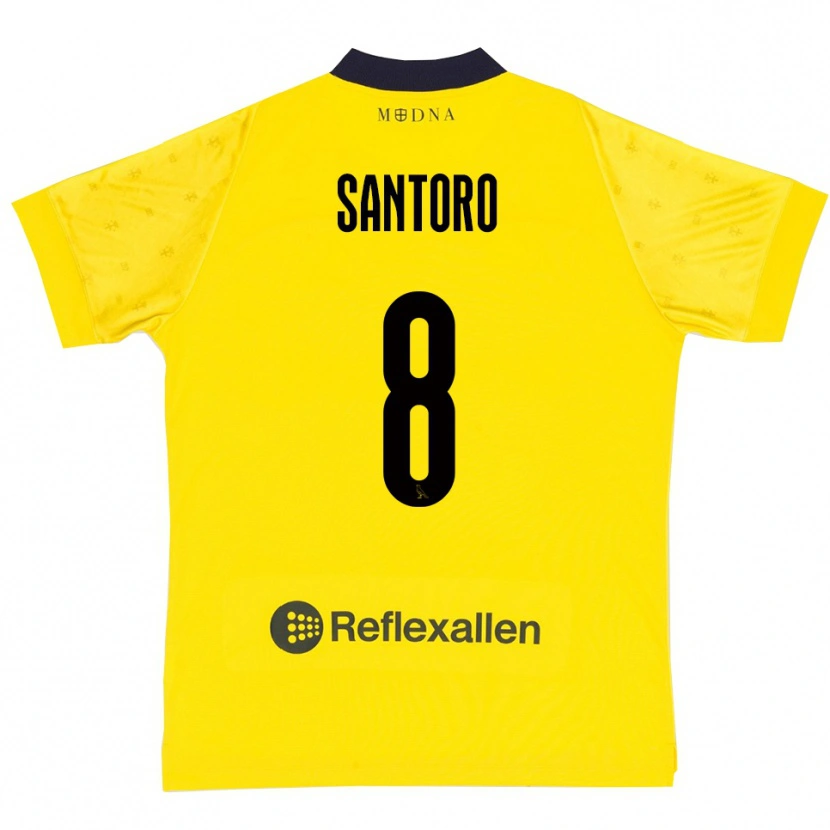Danxen Pánské Simone Santoro #8 Žlutá Tmavě Modrá Domů Hráčské Dresy 2025/26 Dres