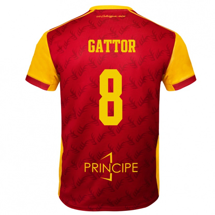 Danxen Pánské Gianluca Gattor #8 Žlutočervená Domů Hráčské Dresy 2025/26 Dres