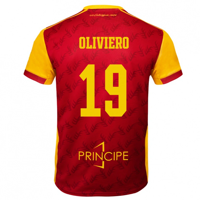 Danxen Pánské Andrea Oliviero #19 Žlutočervená Domů Hráčské Dresy 2025/26 Dres