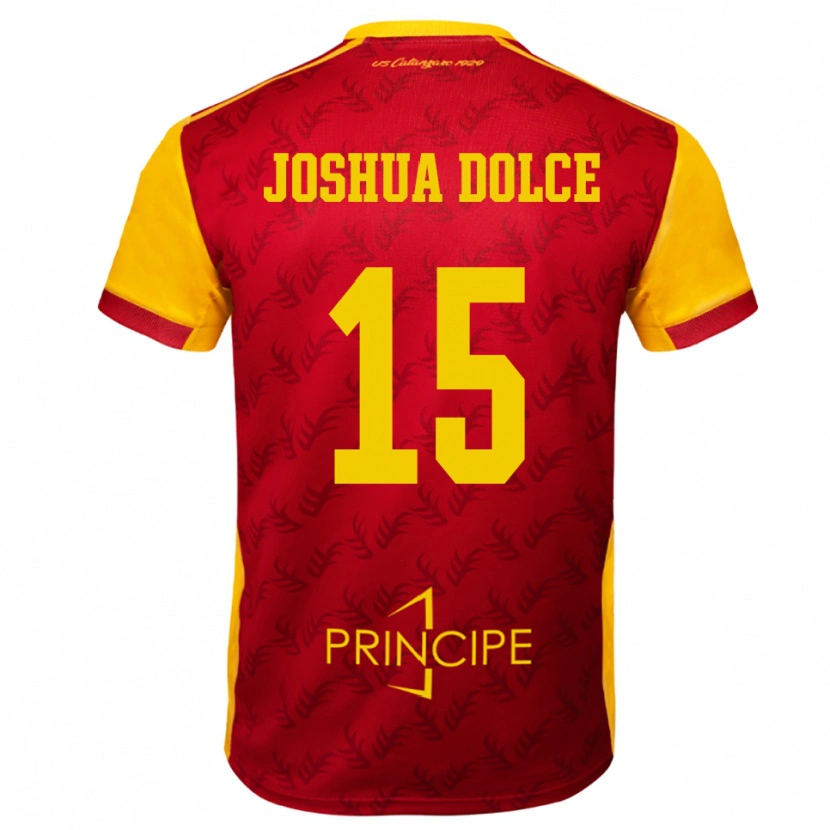 Danxen Pánské Dave Joshua Dolce #15 Žlutočervená Domů Hráčské Dresy 2025/26 Dres
