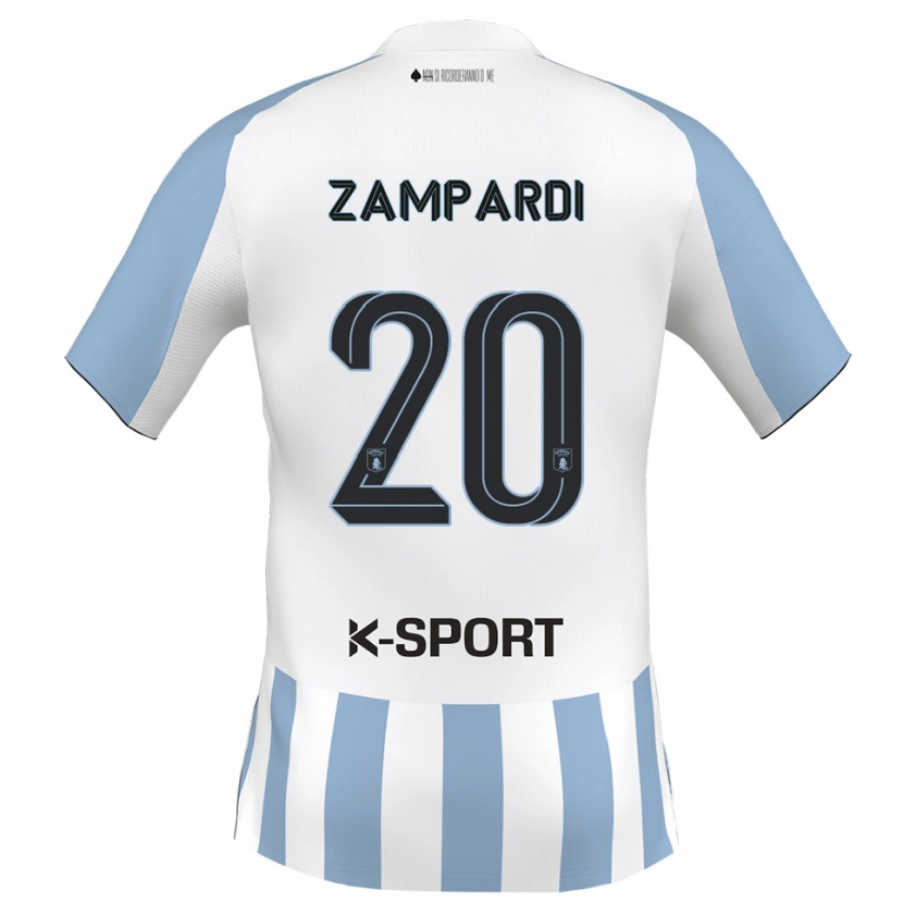 Danxen Pánské Gabriele Zampardi #20 Bílá Nebeská Modrá Domů Hráčské Dresy 2025/26 Dres