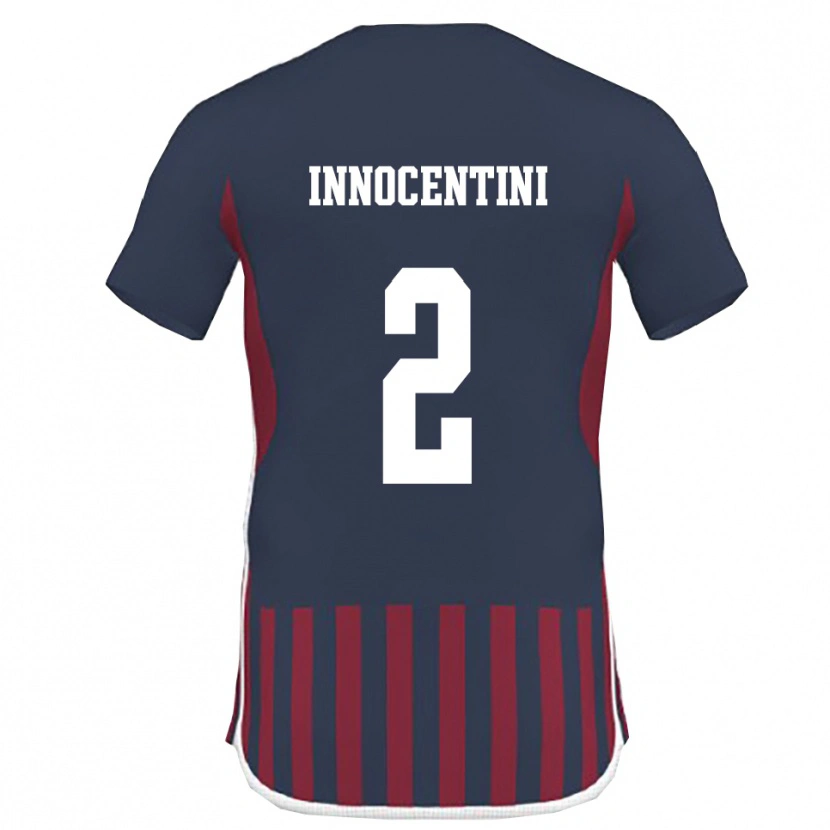 Danxen Pánské Francesco Innocentini #2 Tmavě Modrá Červená Domů Hráčské Dresy 2025/26 Dres