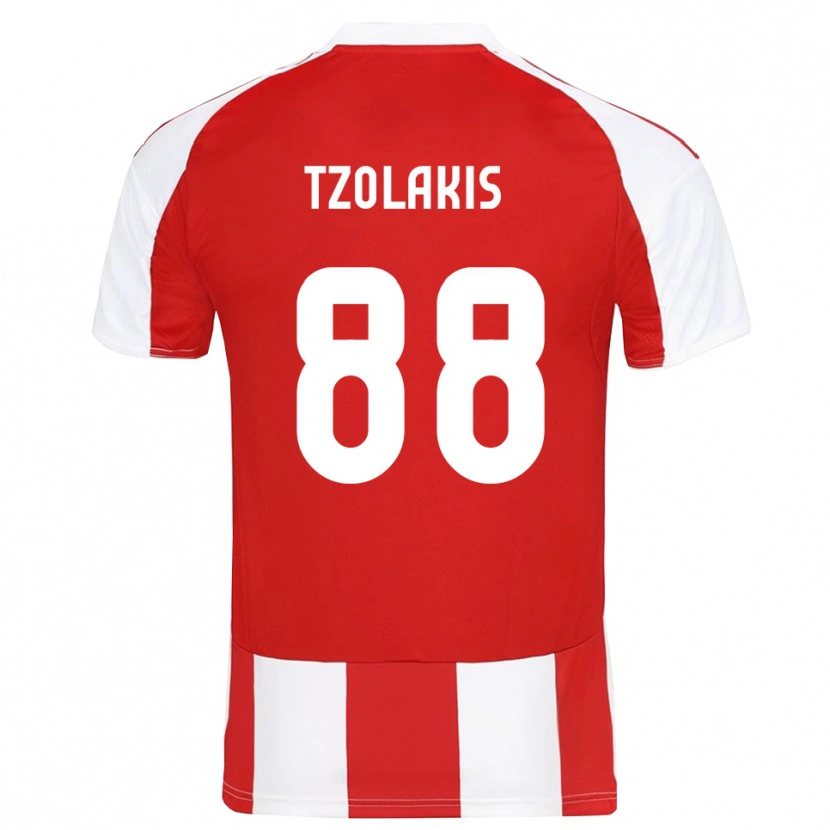 Danxen Pánské Konstantinos Tzolakis #88 Červenobílá Domů Hráčské Dresy 2025/26 Dres