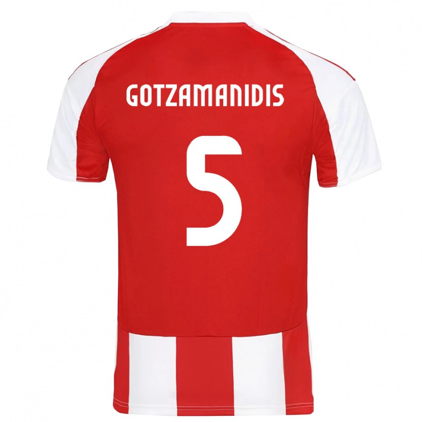 Danxen Pánské Nikolaos Gotzamanidis #5 Červenobílá Domů Hráčské Dresy 2025/26 Dres