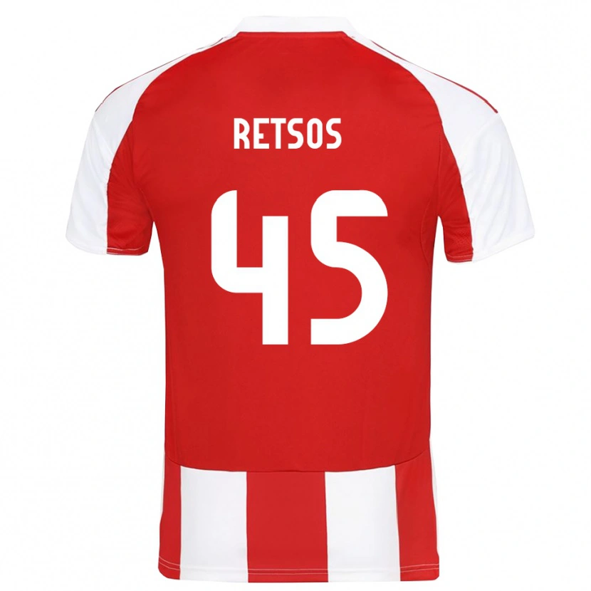 Danxen Pánské Panagiotis Retsos #45 Červenobílá Domů Hráčské Dresy 2025/26 Dres