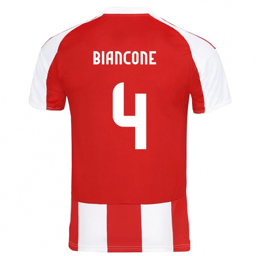 Danxen Pánské Giulian Biancone #4 Červenobílá Domů Hráčské Dresy 2025/26 Dres