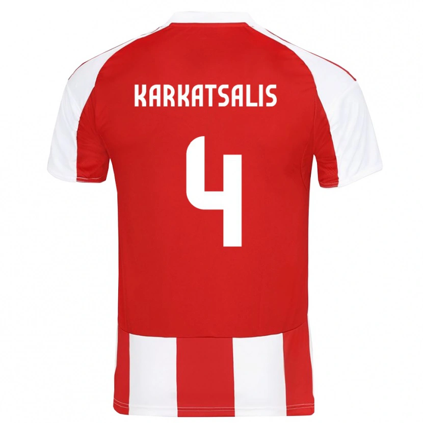 Danxen Pánské Vasilios Karkatsalis #4 Červenobílá Domů Hráčské Dresy 2025/26 Dres