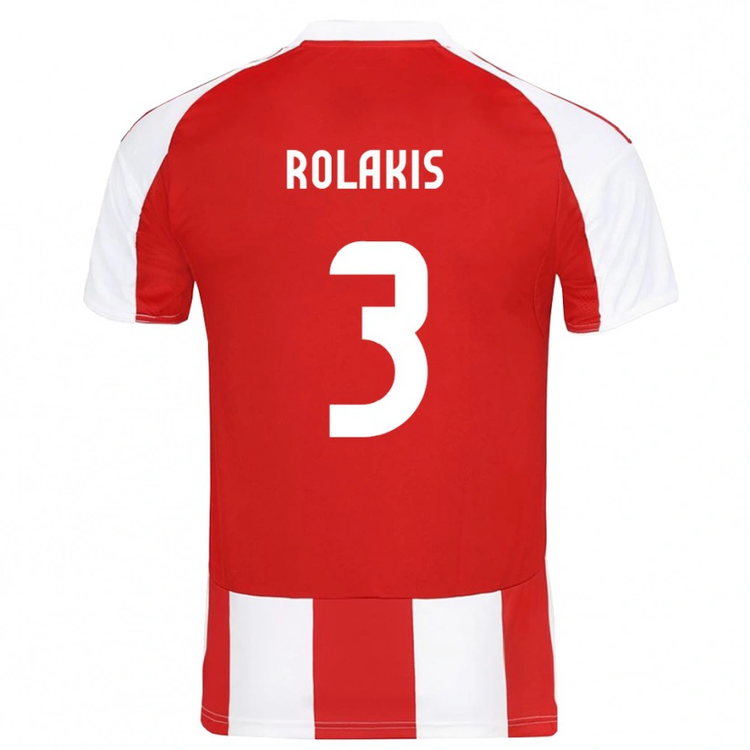 Danxen Pánské Giannis Rolakis #3 Červenobílá Domů Hráčské Dresy 2025/26 Dres
