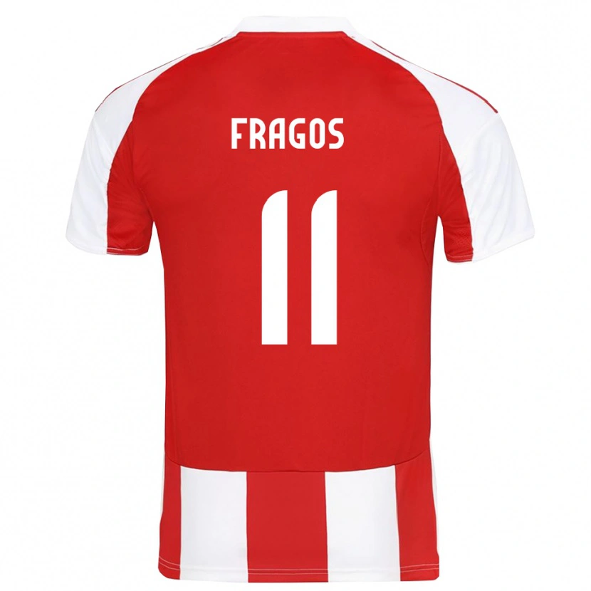 Danxen Pánské Georgios Fragos #11 Červenobílá Domů Hráčské Dresy 2025/26 Dres