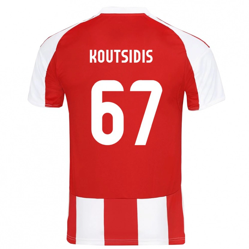 Danxen Pánské Isidoros Koutsidis #67 Červenobílá Domů Hráčské Dresy 2025/26 Dres