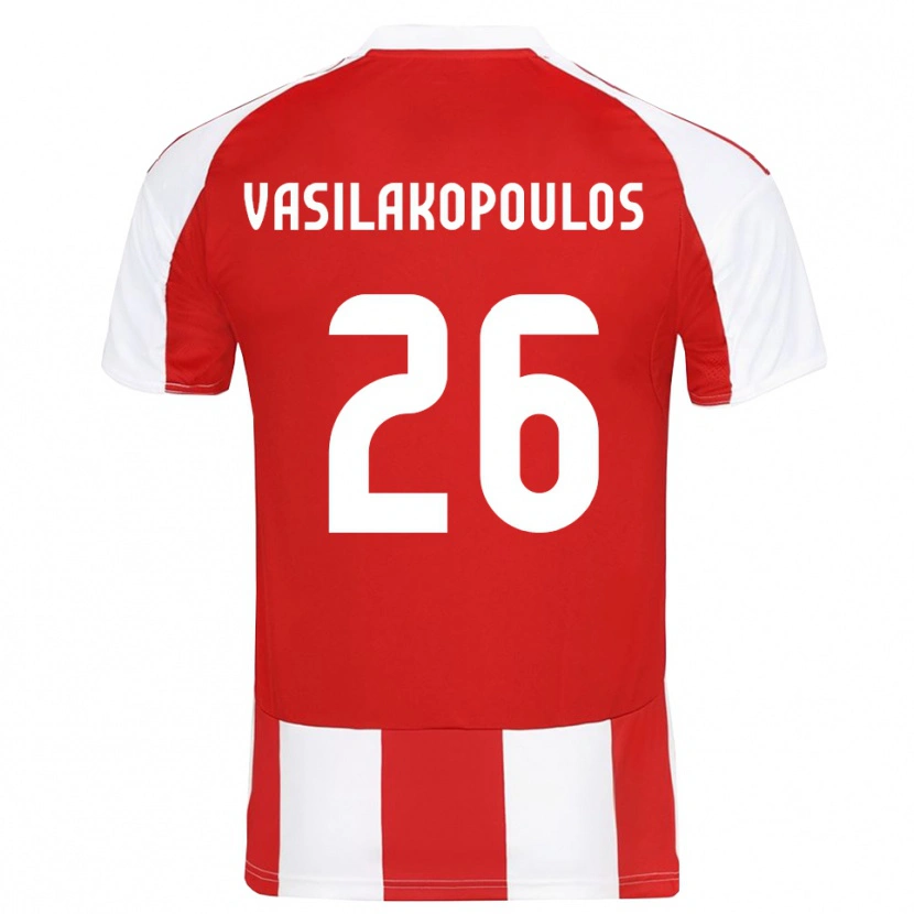 Danxen Pánské Sarantos Vasilakopoulos #26 Červenobílá Domů Hráčské Dresy 2025/26 Dres