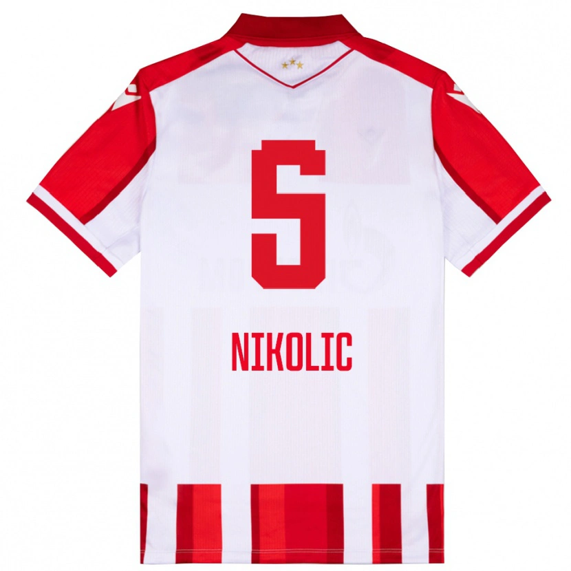 Danxen Pánské Lazar Nikolic #5 Červenobílá Domů Hráčské Dresy 2025/26 Dres