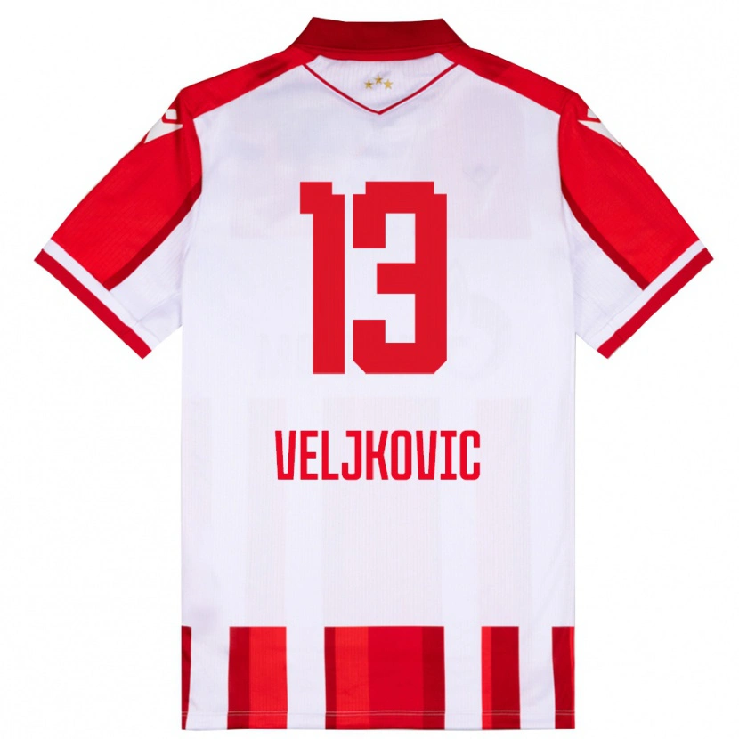 Danxen Pánské Milos Veljkovic #13 Červenobílá Domů Hráčské Dresy 2025/26 Dres