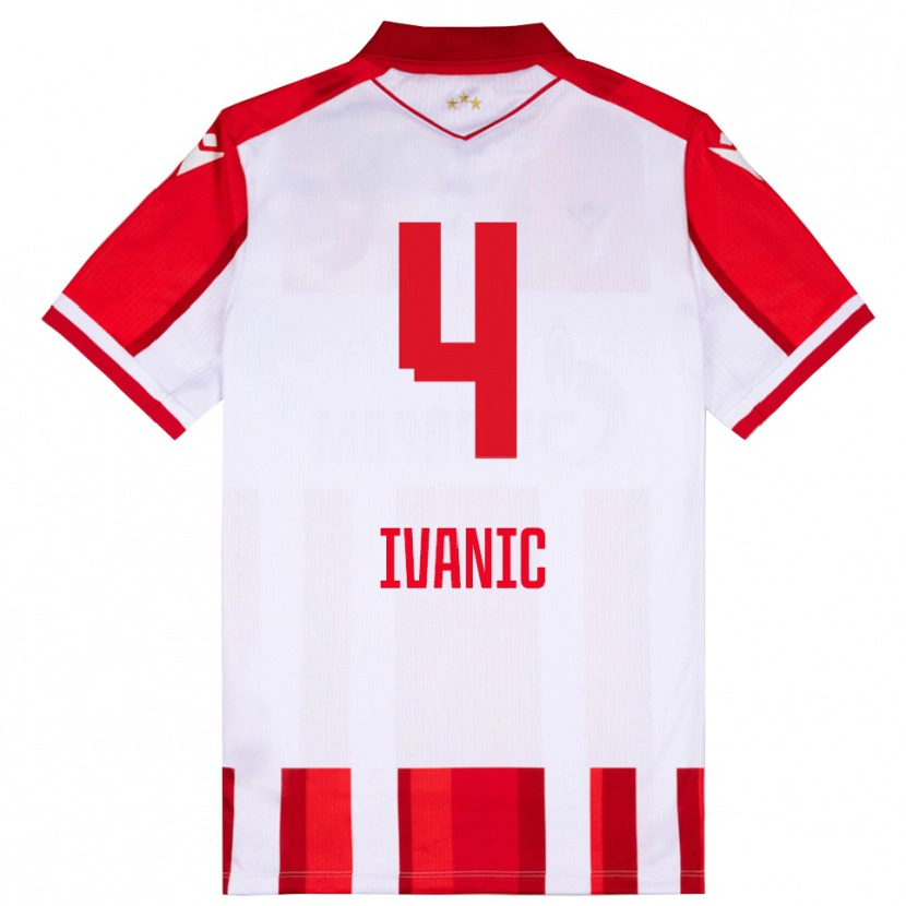 Danxen Pánské Mirko Ivanic #4 Červenobílá Domů Hráčské Dresy 2025/26 Dres