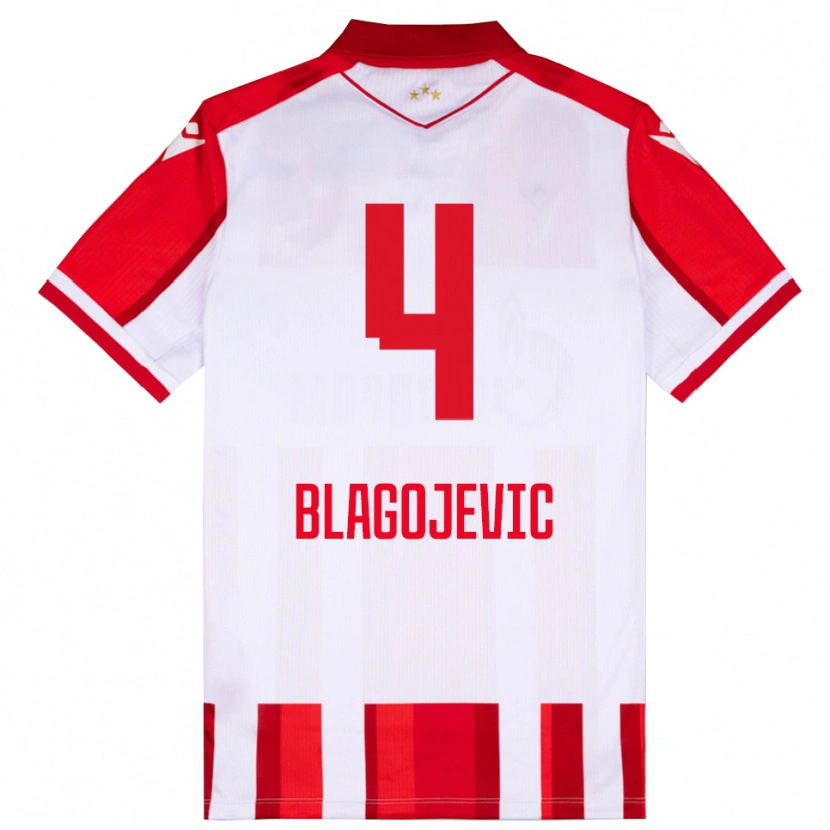 Danxen Pánské Niksa Blagojevic #4 Červenobílá Domů Hráčské Dresy 2025/26 Dres