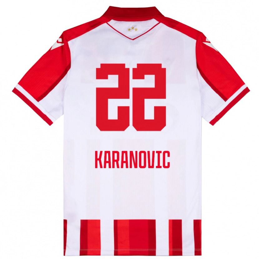 Danxen Pánské Danilo Karanovic #22 Červenobílá Domů Hráčské Dresy 2025/26 Dres