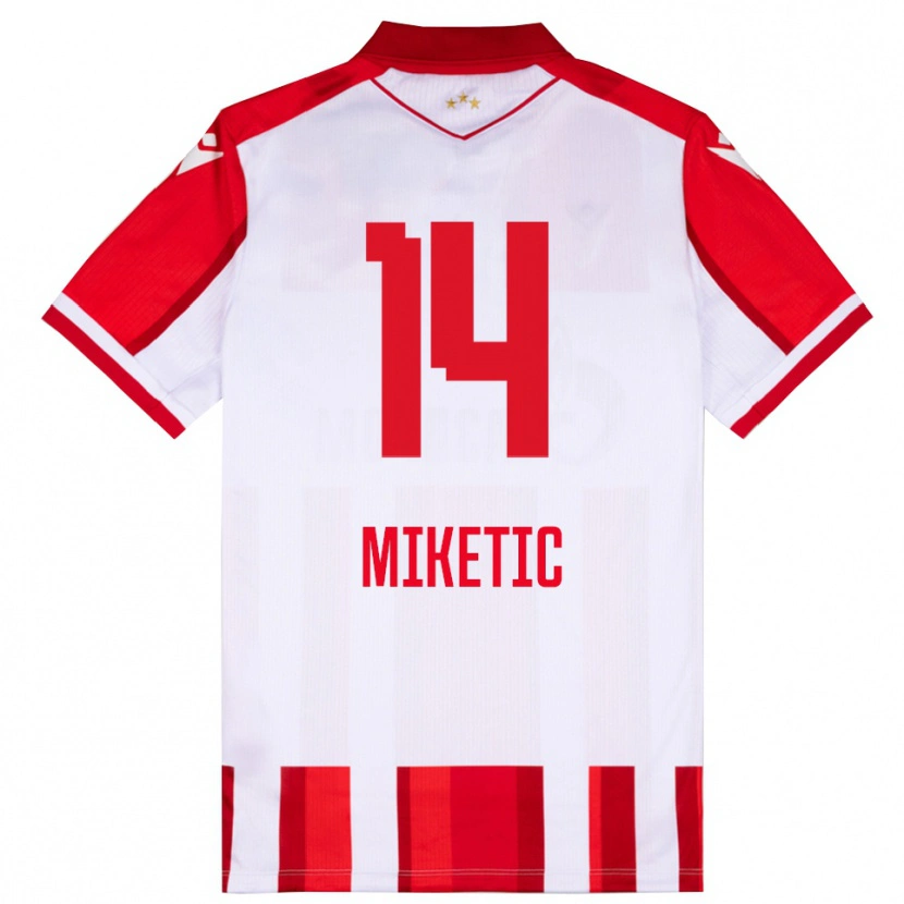 Danxen Pánské Aleksandar Miketic #14 Červenobílá Domů Hráčské Dresy 2025/26 Dres