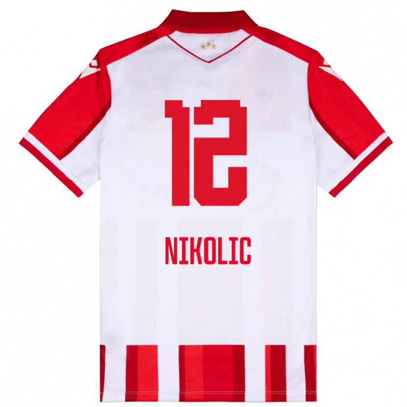 Danxen Pánské Uros Nikolic #12 Červenobílá Domů Hráčské Dresy 2025/26 Dres