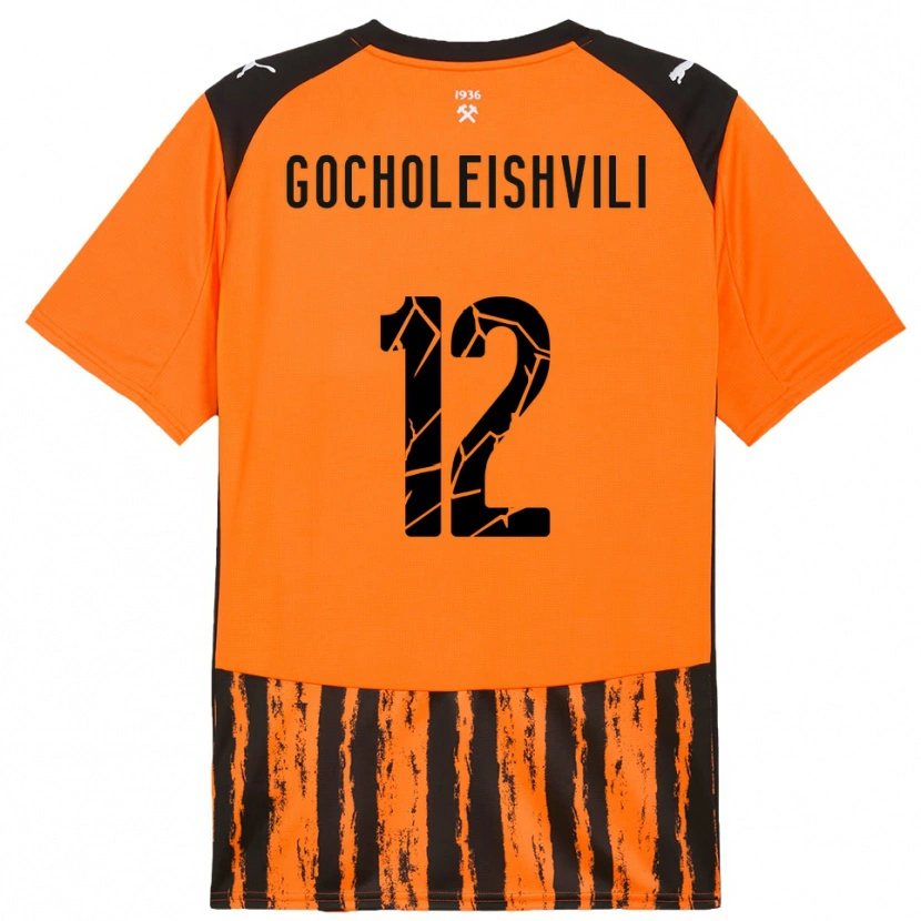 Danxen Pánské Giorgi Gocholeishvili #12 Oranžová Černá Domů Hráčské Dresy 2025/26 Dres